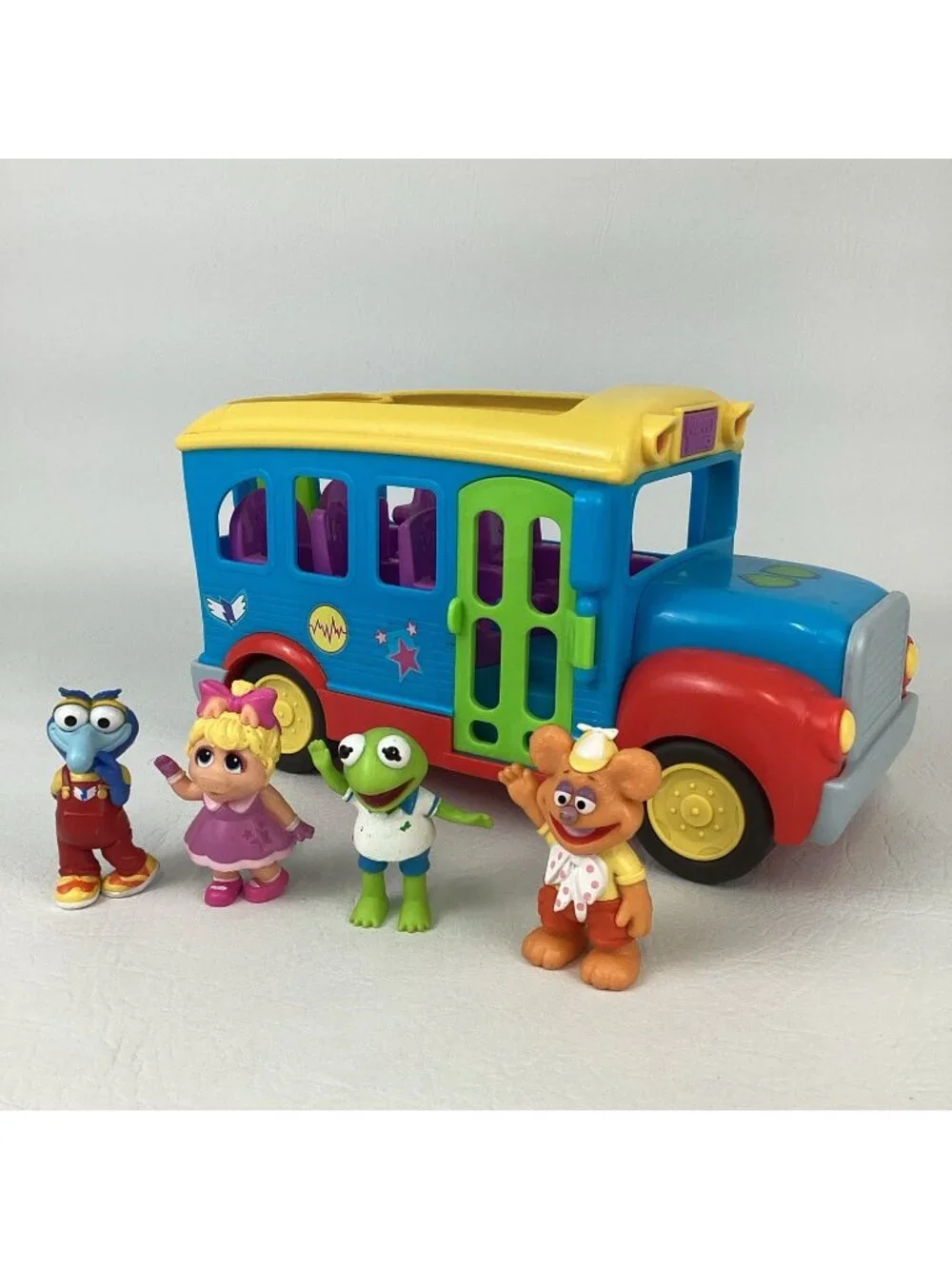 Disney Jr Muppet Babies Friendship School Bus Sounds Figures Bundle Piggy Gonzo